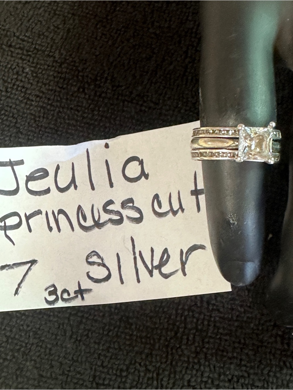Jeulia Princess-Cut Silver Engagement Ring Set - size 7. 3 ct